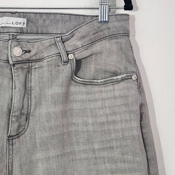 Loft Gray Jeans Size 12 Loft The Girlfriend Gray Distressed Jeans - Picture 4 of 8